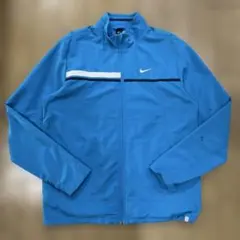 NIKE DRI-FIT ナイロンジャケット 刺繍ロゴ 古着 水色 XLサイズ