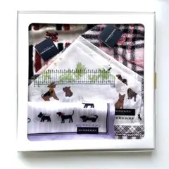 【新品】BURBERRY ハンカチ タオル　4枚セット 犬デザイン