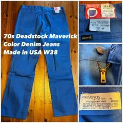 【デッドストック】70sマーベリックブルーデニムパンツUSAアメリカ製38×32のサムネイル