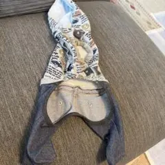 サロペット　つなぎ服 デニム風フード付き犬服