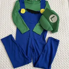 ルイージ コスチューム ハロウィン100cm 帽子ヒゲ付き