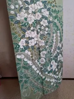 紬の訪問着 辻が花