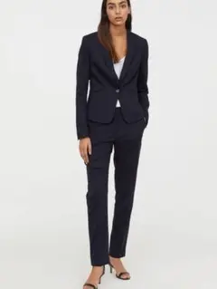 H&M ネイビー スリムフィット レディース パンツスーツ セットアップ