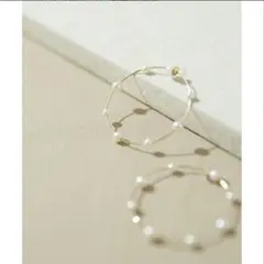 パール付きゴールドフープイヤリング　ナノユニバース