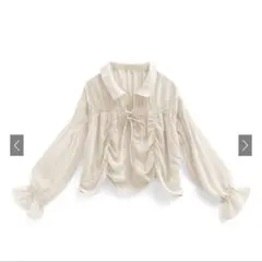 GRL フロントギャザーダブルリボンシアーカーディガン[mh36]