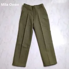 ミラオーウェン テーパードパンツ カーキ S相当 コットン100% 美シルエット