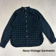 Navy チェックシャツ ボタンダウン ネイビー グリーン　46のサムネイル