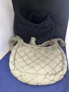 GU キルティングショルダーバッグ 黒 カーキ ２個セット