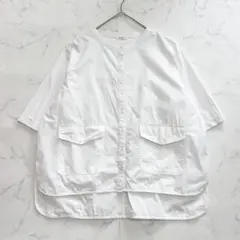 ソウルベリー シャツ ブラウス ビッグポケット コットン100％ M ホワイト