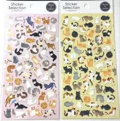 セリア　シール　デザインシール　猫いっぱい　PET 2種　cat