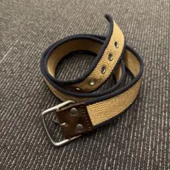 00s OLD GAP キャンバス×レザーベルト真鍮バックル ネイビー×ベージュ