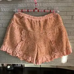ツイード　フリル　ショートパンツ　120 スーリー　子供服　オレンジ