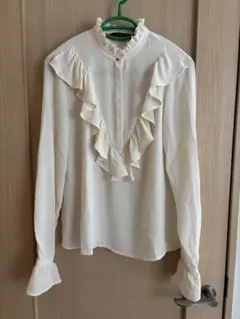 【Zara Basic】フリル付き長袖ブラウス