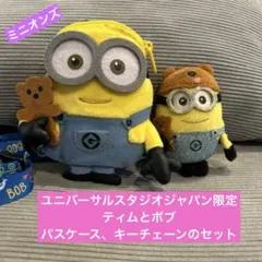 ユニバーサルスタジオ ミニオンズ ティムとボブ パスケース、キーチェーン セット