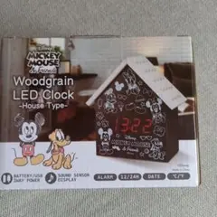 ミッキーマウス　Woodgrain LED clock -House Type-