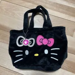 ハローキティ　ふわふわBLACKトートバッグ