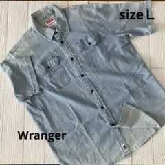 Wrangler ラングラー デニムシャツ 半袖 フェード加工 ゆったり Lのサムネイル