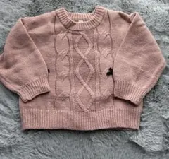 ピンク ケーブル編み クロップドニット　95cm