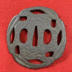 鐵地透かし　「桜扇流水図」　鍔　江戸時代保証　　　　　　書鍔箱 鐵地透かし 「桜扇流水図」 鍔 江戸時代保証 書鍔箱 - メルカリ