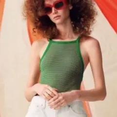 ZARA ストライプ クロスストラップ タンクトップ