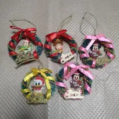 クリスマスDisneyキャラクターリース飾り5個セット