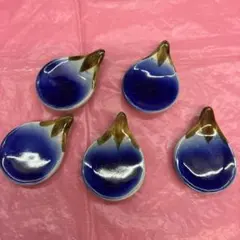 昭和レトロ　陶器製　茄子型 箸置き 5個セットのサムネイル