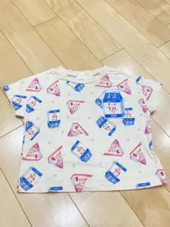 牛乳パック柄 イチゴみるく Tシャツ 90サイズのサムネイル