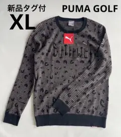 新品　定価18700円激かわヒョウ柄　プーマゴルフ　レディースニット　XL