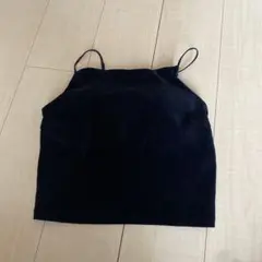 GU ブラフィールクロップドベロアキャミソール L ブラック 黒