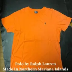 【USA製】ポロラルフローレン Tシャツ L オレンジ ワンポイント刺繍 古着