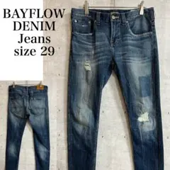 BAYFLOW DENIM SLIM SKINNY W-29 ダメージデニム