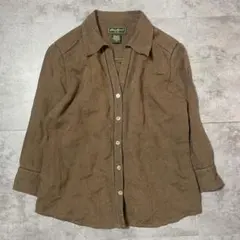 Eddie Bauer ブラウン長袖シャツ Petite A007