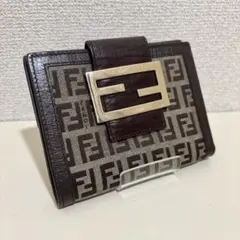 【美品】FENDI 二つ折り財布 FFロゴプリント