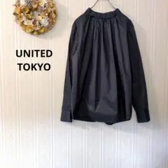 ユナイテッドトウキョウ ネイビー 長袖シャツ バックボタン 襟ギャザー S