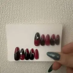 赤黒グラデーション ネイルチップセット
