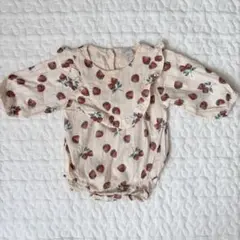 いちご柄 ロンパース 長袖 春秋 バーステイ フタフタ