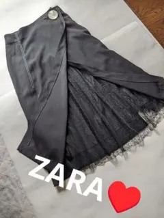 【ZARA】♥レイヤード2枚セット2way スカート　大きなボタン　アクセントS