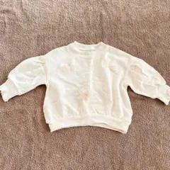 Cottoli アイボリー リボン トレーナー80