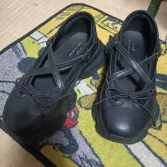 AS KNOW AS PLUS クロスストラップシューズ ブラック