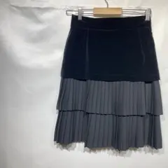 ESCADA エスカーダ ベルベットプリーツ スカート 異素材 切替 イタリア製のサムネイル