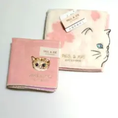 ポール＆ジョー♡ねこ♡ガーゼ♡タオルハンカチ〈2枚〉【新品タグ付】のサムネイル