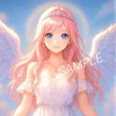 天使の羽とティアラの女の子 ゆめかわファンタジーイラスト No.184