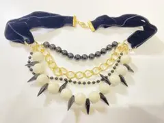 s1088 ホワイトブラックスパイクチョーカー レディース