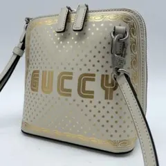 【美品】グッチ SEGA ショルダーバッグ ロゴプリント レザー 斜め掛け