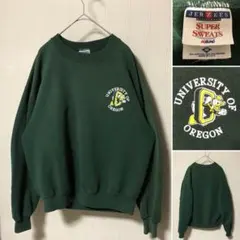 USA製 オレゴン大学 ドナルドダック スウェット ジャージーズ 緑Mのサムネイル