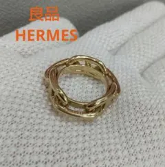 良品 エルメス スカーフリング ゴールドカラー