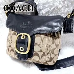 希少】COACH ワンショルダーSOHOブラック シグネチャー柄パッチワーク