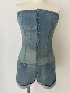 スパイラルガール新品未使用！ストラップレス ライトブルー サロペット