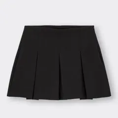 GU ローウエストプリーツミニスカート M ブラック