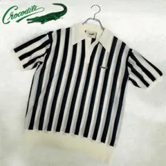 希少 80年代 クロコダイル ポロシャツ オープンカラー シースルー メッシュ